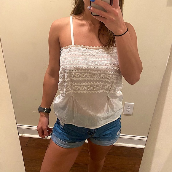 Laurèl Vintage Embroidered Cotton Tank Top Size S - Picture 1 of 10